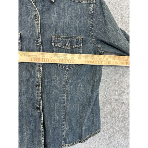 J. Crew Women's Denim Shirt Long Sleeve Button Down Size Large 100% Cotton - Picture 4 of 6